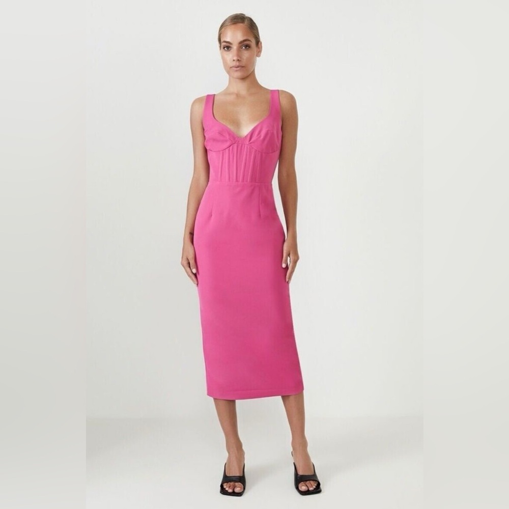 Bardot Women's Size 6/Small The Corset Midi Dress In Magenta